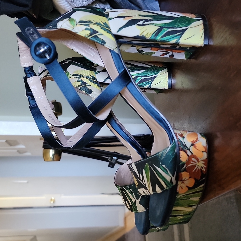 Stuart Weitzman Multicolor Floral Platform Sandals